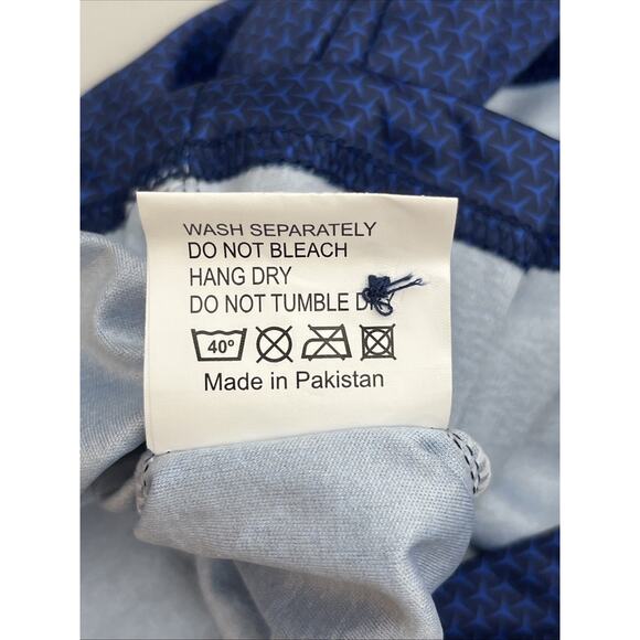 Collars & Co Polo Shirt Mens Large Blue Geometric Performance Golf Dress Collar - Picture 8 of 8